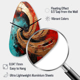 Red Blue Majestic Motion Spiral III - Asymmetric Metal Wall Clock
