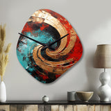 Red Blue Majestic Motion Spiral III - Asymmetric Metal Wall Clock