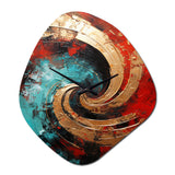 Red Blue Majestic Motion Spiral III - Asymmetric Metal Wall Clock