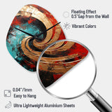 Red Blue Majestic Motion Spiral III - Asymmetric Metal Wall Clock