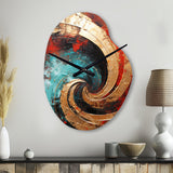 Red Blue Majestic Motion Spiral III - Asymmetric Metal Wall Clock