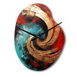Red Blue Majestic Motion Spiral III - Asymmetric Metal Wall Clock
