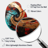 Red Blue Majestic Motion Spiral III - Asymmetric Metal Wall Clock