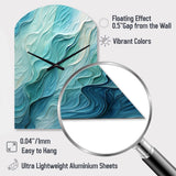 Aqua Blue And White Serenity Swirl I - Asymmetric Metal Wall Clock
