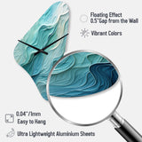 Aqua Blue And White Serenity Swirl I - Asymmetric Metal Wall Clock