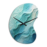 Aqua Blue And White Serenity Swirl I - Asymmetric Metal Wall Clock