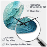 Aqua Blue And White Serenity Swirl I - Asymmetric Metal Wall Clock
