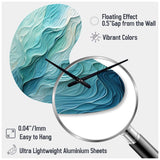 Aqua Blue And White Serenity Swirl I - Asymmetric Metal Wall Clock