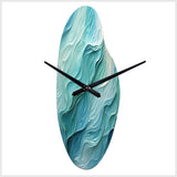 Aqua Blue And White Serenity Swirl I - Asymmetric Metal Wall Clock