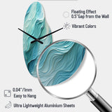 Aqua Blue And White Serenity Swirl I - Asymmetric Metal Wall Clock
