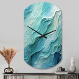 Aqua Blue And White Serenity Swirl I - Asymmetric Metal Wall Clock
