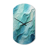 Aqua Blue And White Serenity Swirl I - Asymmetric Metal Wall Clock