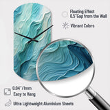 Aqua Blue And White Serenity Swirl I - Asymmetric Metal Wall Clock