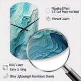 Aqua Blue And White Serenity Swirl I - Asymmetric Metal Wall Clock