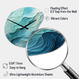 Aqua Blue And White Serenity Swirl I - Asymmetric Metal Wall Clock