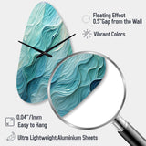 Aqua Blue And White Serenity Swirl I - Asymmetric Metal Wall Clock