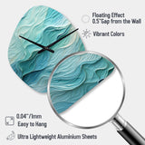 Aqua Blue And White Serenity Swirl I - Asymmetric Metal Wall Clock
