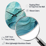 Aqua Blue And White Serenity Swirl I - Asymmetric Metal Wall Clock
