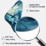 Aqua Blue And White Serenity Swirl III - Asymmetric Metal Wall Clock