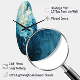 Aqua Blue And White Serenity Swirl III - Asymmetric Metal Wall Clock