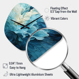 Aqua Blue And White Serenity Swirl III - Asymmetric Metal Wall Clock