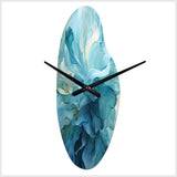 Aqua Blue And White Serenity Swirl IV - Asymmetric Metal Wall Clock