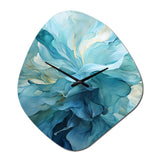 Aqua Blue And White Serenity Swirl IV - Asymmetric Metal Wall Clock