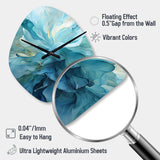 Aqua Blue And White Serenity Swirl IV - Asymmetric Metal Wall Clock