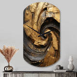 Gold Black Timeless Turn IV - Asymmetric Metal Wall Clock