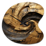 Gold Black Timeless Turn IV - Asymmetric Metal Wall Clock