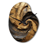 Gold Black Timeless Turn IV - Asymmetric Metal Wall Clock