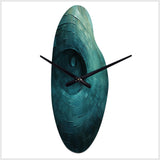 Teal Twisting Tranquility Spiral I - Asymmetric Metal Wall Clock