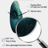 Teal Twisting Tranquility Spiral I - Asymmetric Metal Wall Clock