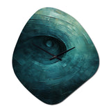 Teal Twisting Tranquility Spiral I - Asymmetric Metal Wall Clock