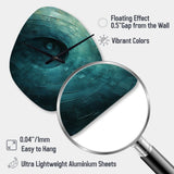 Teal Twisting Tranquility Spiral I - Asymmetric Metal Wall Clock