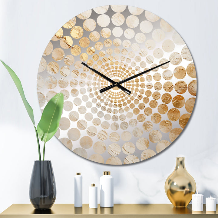 Gold White Marble Geode Magic - Abstract Metal Wall Clock