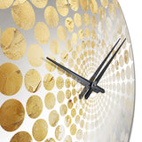 Gold White Marble Geode Magic III - Abstract Metal Wall Clock
