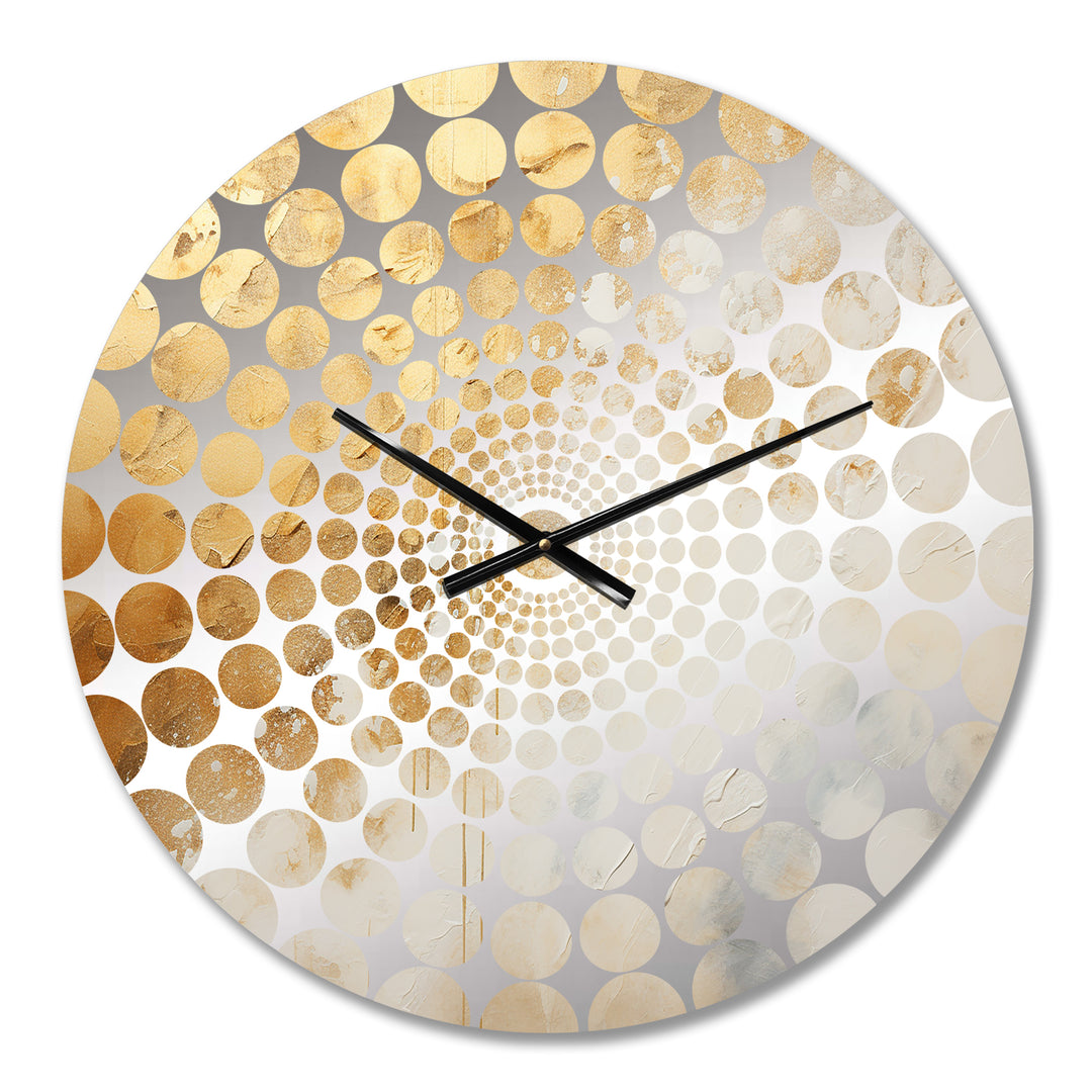 Gold White Marble Geode Magic III - Abstract Metal Wall Clock