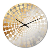 Gold White Marble Geode Magic III - Abstract Metal Wall Clock