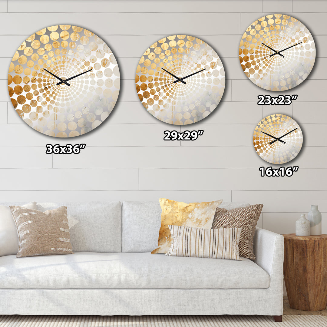 Gold White Marble Geode Magic III - Abstract Metal Wall Clock
