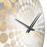 Gold White Marble Geode Magic V - Abstract Metal Wall Clock
