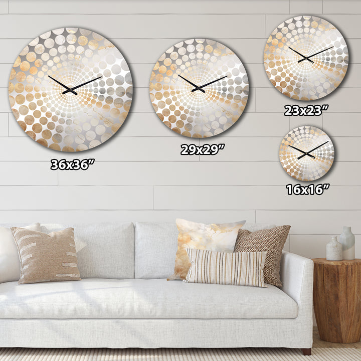 Gold White Marble Geode Magic V - Abstract Metal Wall Clock