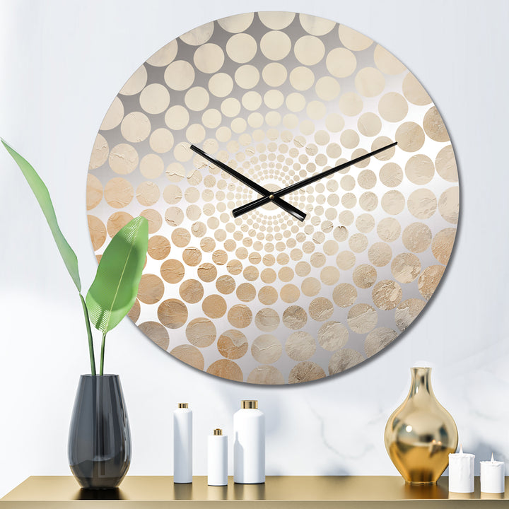 Gold And White Magic Marble Geode II - Abstract Metal Wall Clock