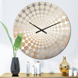 Gold And White Magic Marble Geode II - Abstract Metal Wall Clock