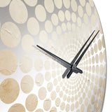 Gold And White Magic Marble Geode II - Abstract Metal Wall Clock