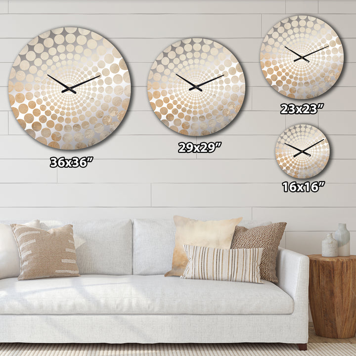 Gold And White Magic Marble Geode II - Abstract Metal Wall Clock