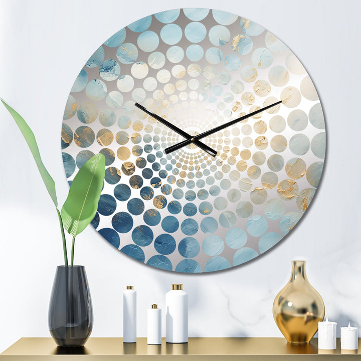 Gold And White Marble Geode - Abstract Metal Wall Clock