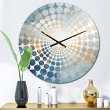 Gold And White Marble Geode - Abstract Metal Wall Clock