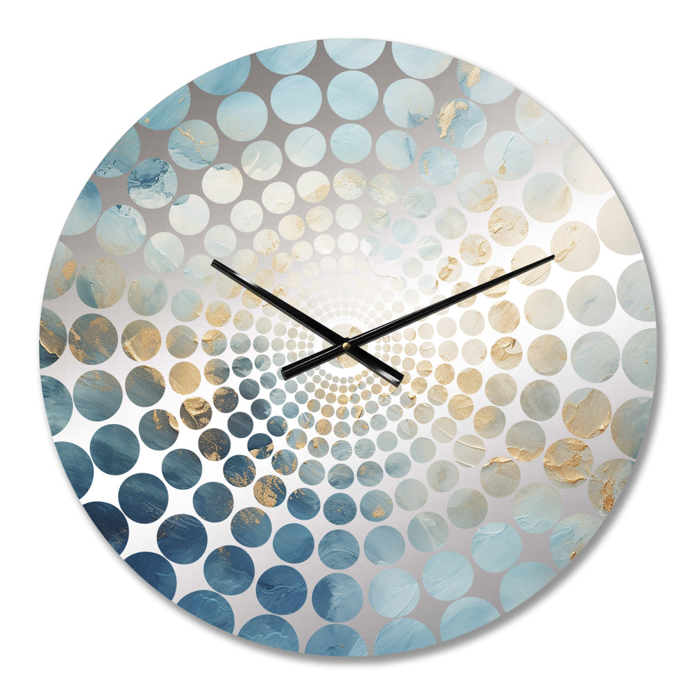 Gold And White Marble Geode - Abstract Metal Wall Clock