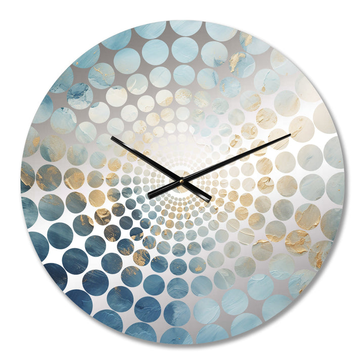 Gold And White Marble Geode - Abstract Metal Wall Clock